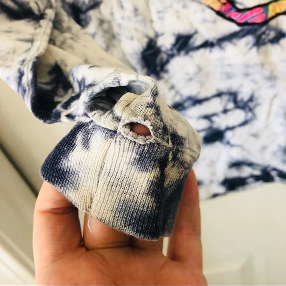Vintage 90s tie dye colorful face long sleeve shirt size 10